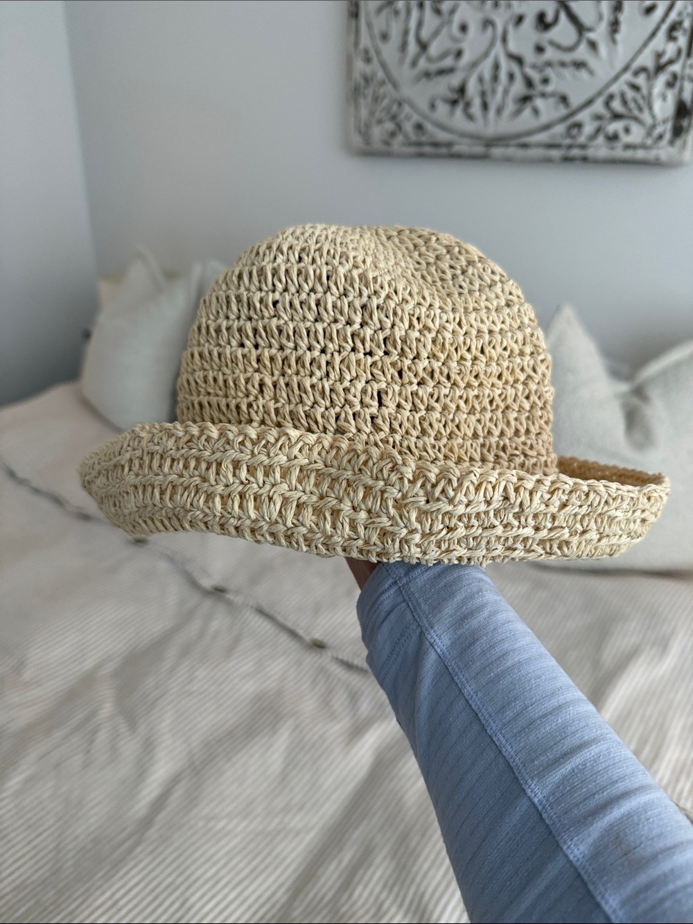 Universal Thread Beige Crochet Raffia Bucket Hat - Picture 2 of 2